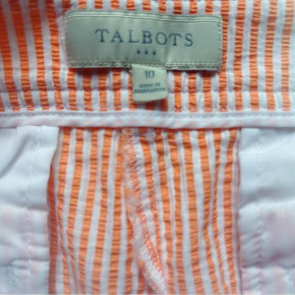 Talbots Shorts Size 10 Seersucker Orange & White Striped Bermuda Length NWOT - Picture 4 of 5